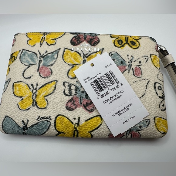 Coach NWT Corner Zip Wristlet With Butterfly Print - Picture 9 of 11